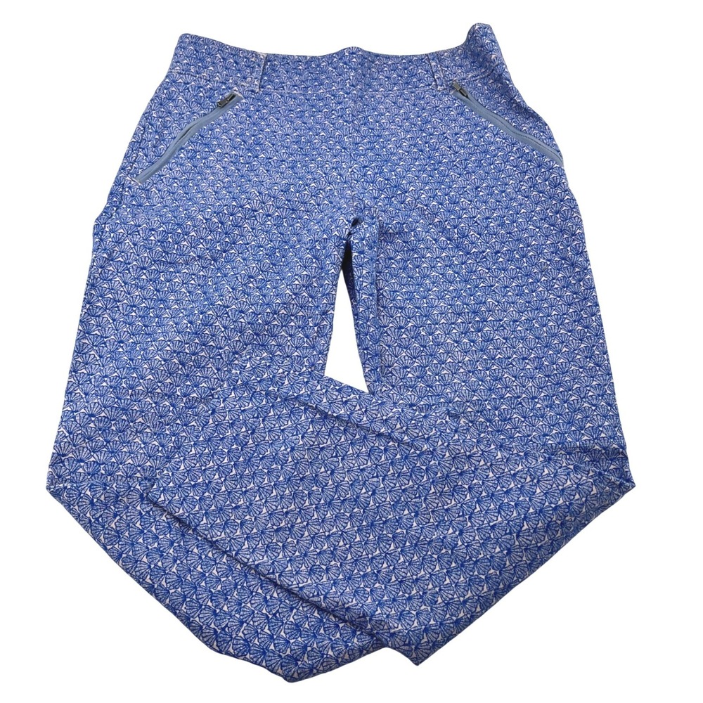Anthropologie Cartonnier Charlie Trouser Seashell Print Blue White Pants Size 4